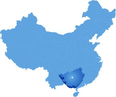 Çin - Guangxi Zhuang özerk yeniden Halk Cumhuriyeti haritası