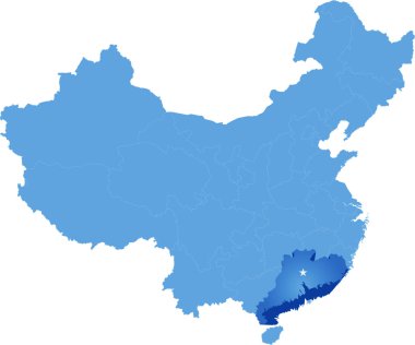 Çin - Guangdong Eyaleti Halk Cumhuriyeti haritası