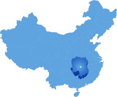 Çin - Hunan eyaleti Halk Cumhuriyeti haritası