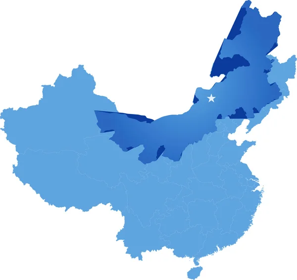 Mapa Chińskiej Republiki Chin - Mongolia Wewnętrzna autonomicznych ponownie — Wektor stockowy