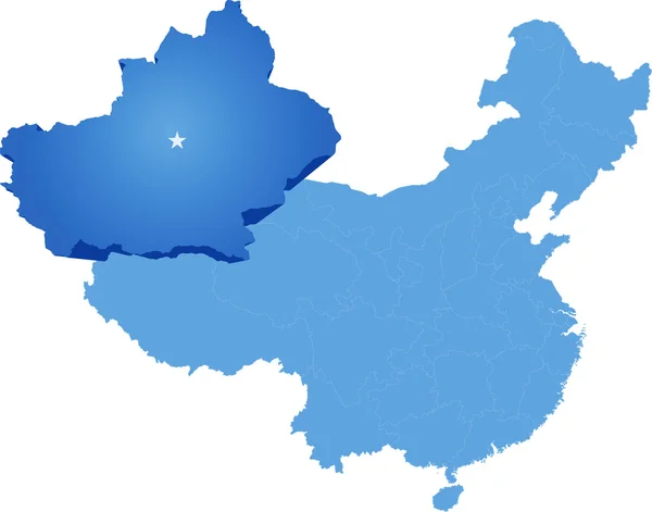 Mapa Čínské lidové republice - Sin-ťiangu ujgurské autonomní R — Stockový vektor