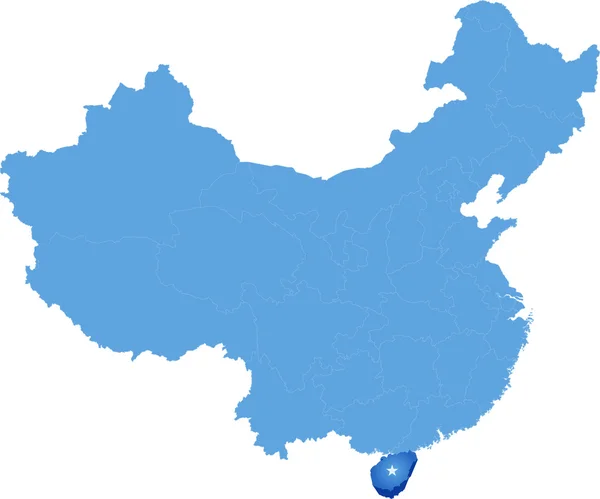 Mapa z Chińskiej Republiki Ludowej - Prowincja Hainan — Wektor stockowy