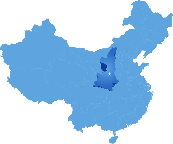 Karte der Volksrepublik China - Provinz Shaanxi — Stockvektor