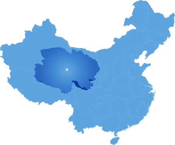 Mappa della Repubblica Popolare Cinese - provincia di Qinghai — Vettoriale Stock