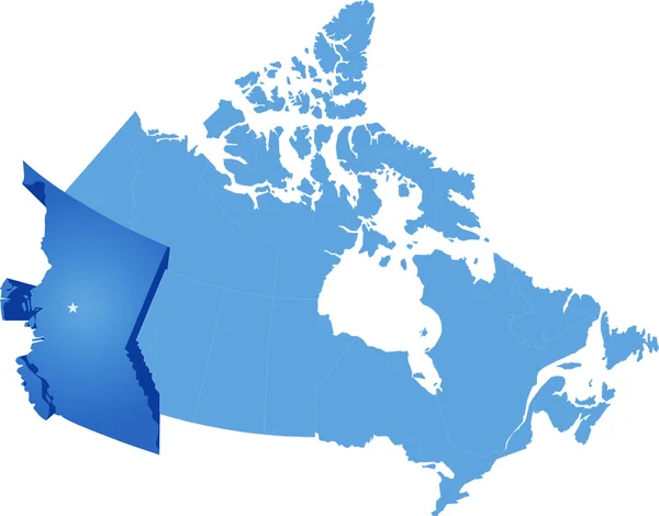 Mapa do Canadá - província de Colúmbia Britânica — Vetor de Stock