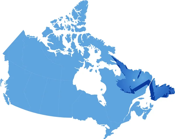 Kanada - Haritası Newfoundland and Labrador'deki/il — Stok Vektör