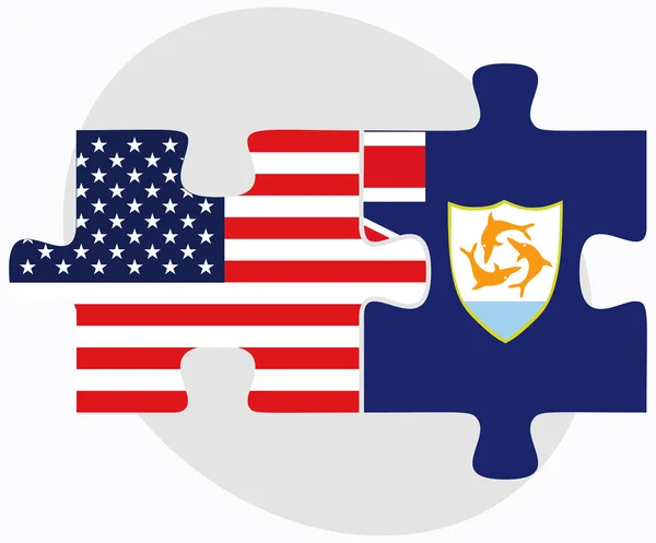 USA a Anguilla vlajky v puzzle — Stockový vektor