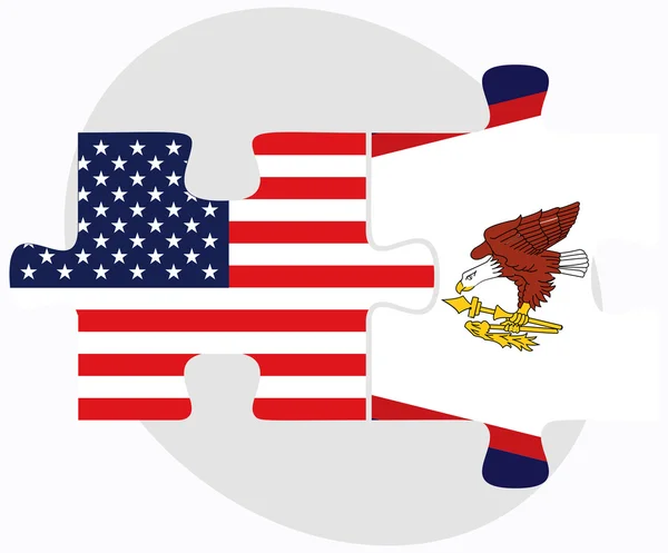 USA und amerikanische Samoa-Flaggen in Puzzle — Stockvektor