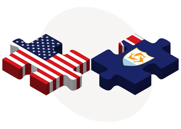 Etats-Unis et Anguilla Drapeaux en puzzle — Image vectorielle