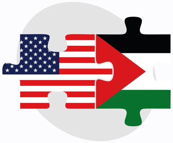 EUA e Estado da Palestina Bandeiras no quebra-cabeça —  Vetores de Stock