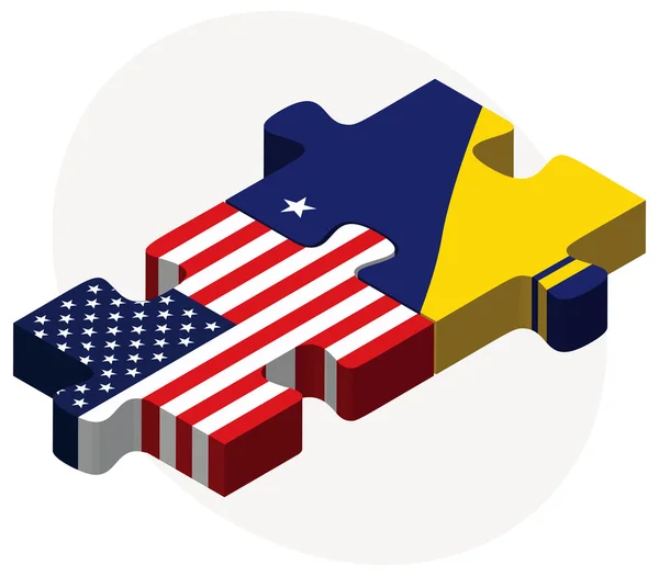 Banderas de Estados Unidos y Tokelau en rompecabezas — Vector de stock