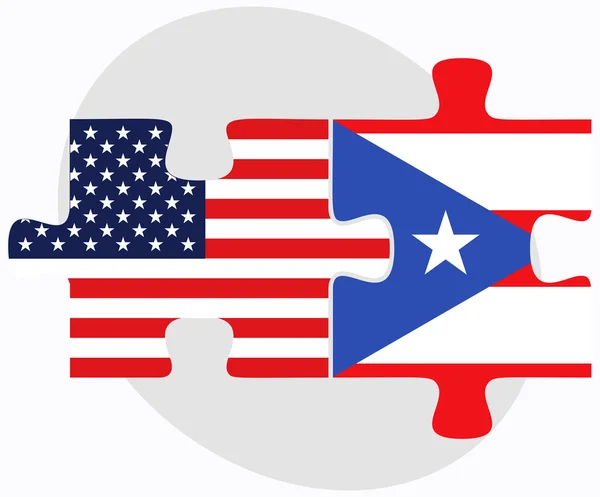 USA a vlajky Puerto Rico v puzzle — Stockový vektor