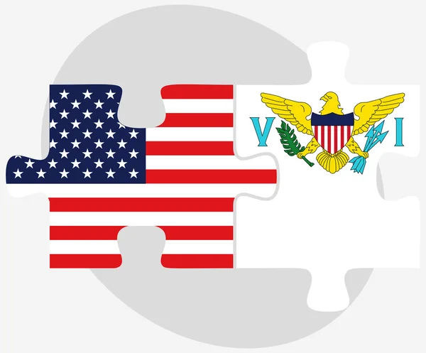 USA und Vereinigte Staaten Jungferninseln Flaggen in Puzzle — Stockvektor