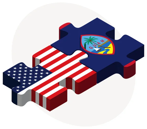 ΗΠΑ και Γκουάμ σημαίες σε παζλ — Διανυσματικό Αρχείο