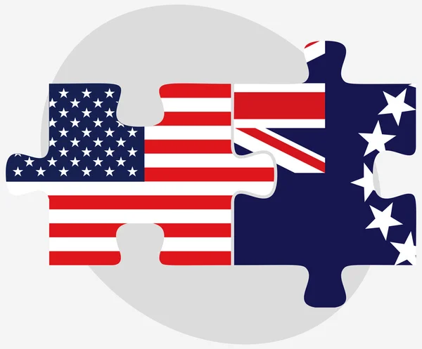 アメリカとパズルのクック諸島の旗 — ストックベクタ