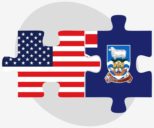 USA und Falklandinseln Flaggen in Puzzle — Stockvektor