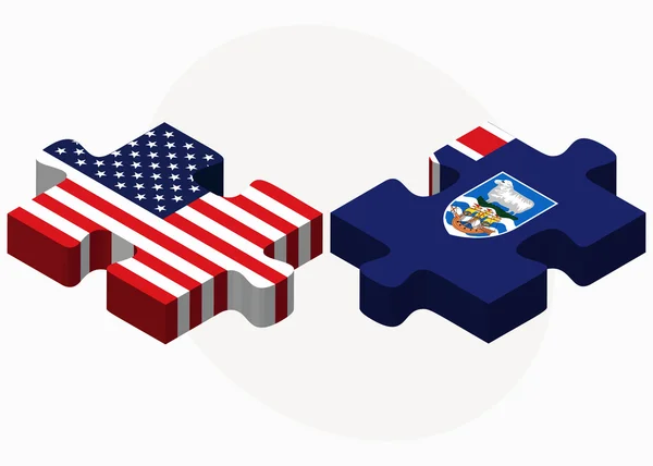 USA und Falklandinseln Flaggen in Puzzle — Stockvektor