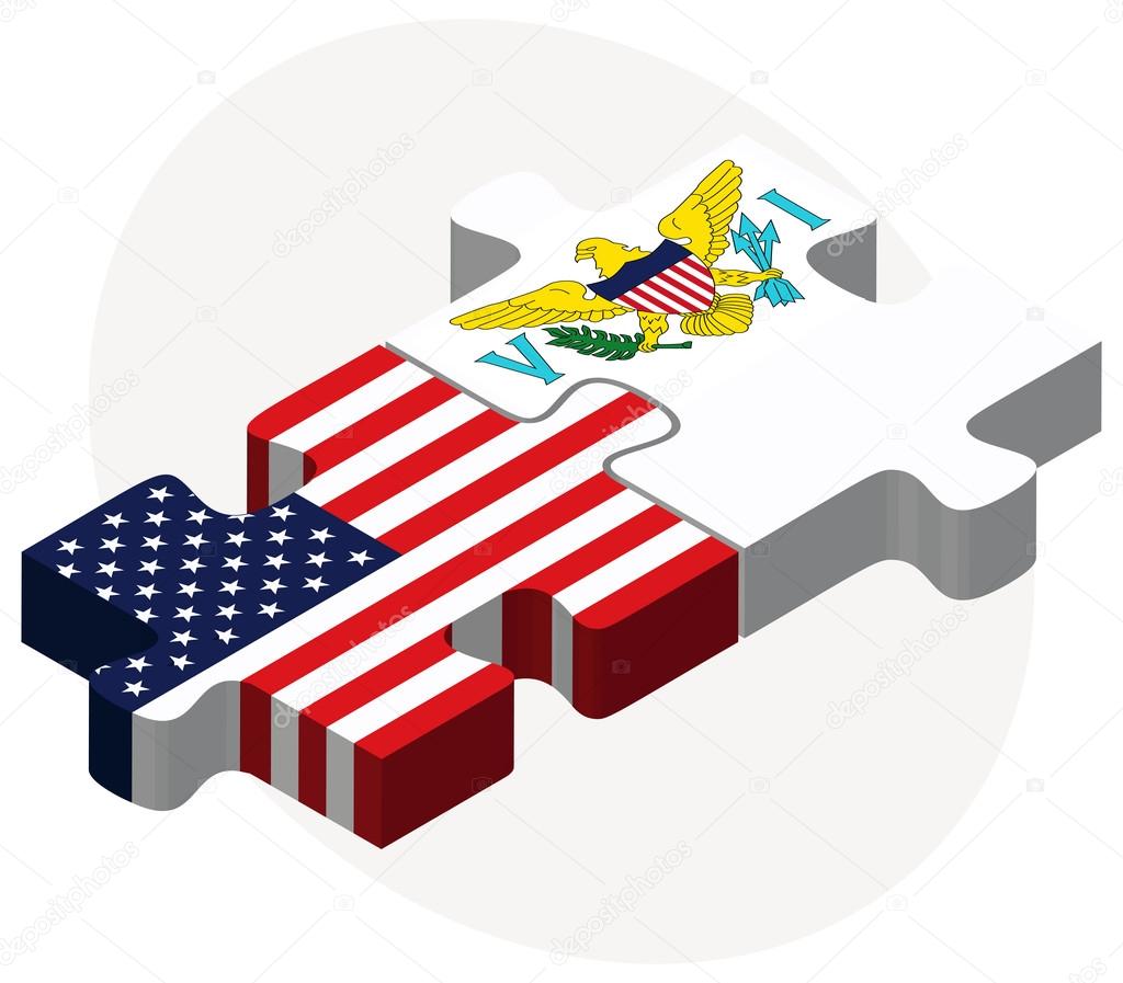 USA and United States Virgin Islands Flags in puzzle