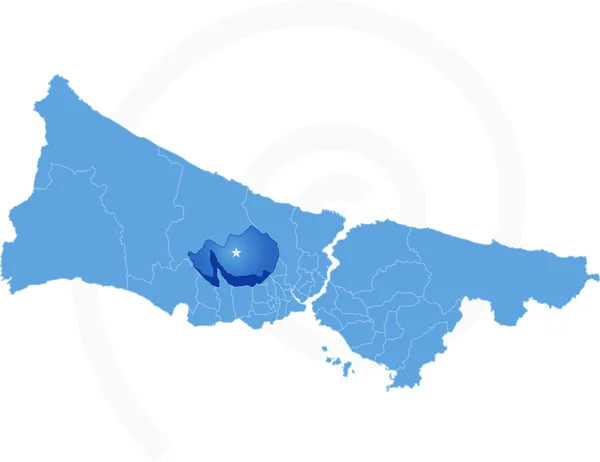 Mappa di Istanbul con ogni distretto amministrativo dove Basakseh — Vettoriale Stock