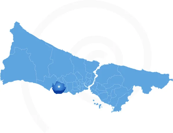 伊斯坦布尔与每个行政区地图在哪里 Beylikdu — 图库矢量图片