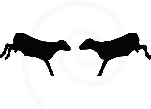 Silhouette de mouton avec pose sautante — Image vectorielle
