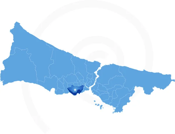 Mapa de Estambul con cada distrito administrativo donde Bakirkoy — Vector de stock