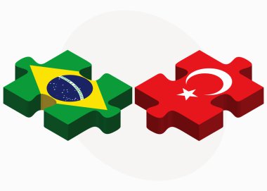 Brezilya ve Türkiye bayrakları izole bulmaca