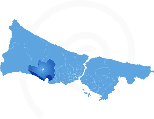 Istambul Mapa com distritos administrativos onde Buyukcekmece está — Vetor de Stock