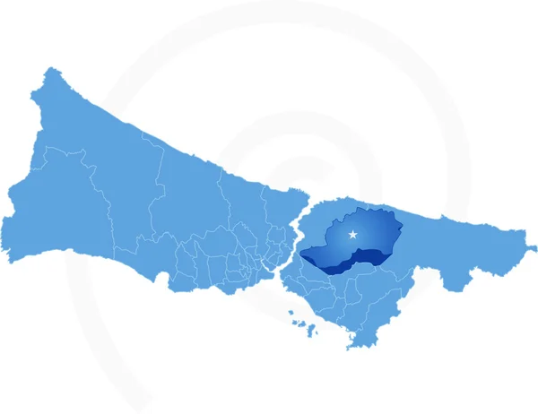 Estambul Mapa con los distritos administrativos donde Cekmekoy está pul — Vector de stock