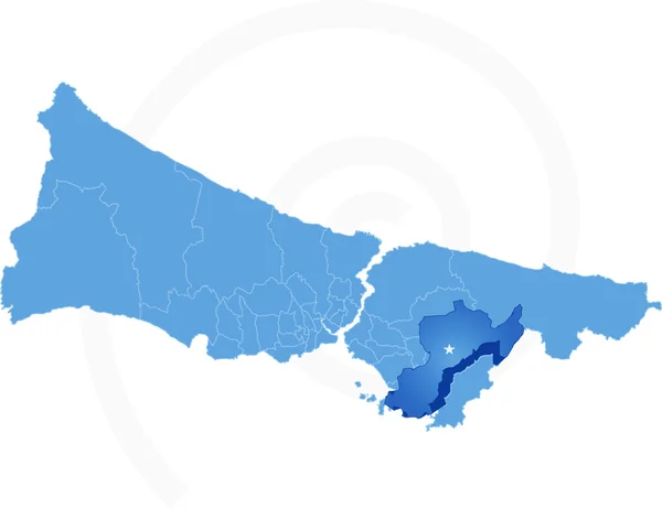 Istanboel kaart met administratieve districten waar Pendik pulle — Stockvector