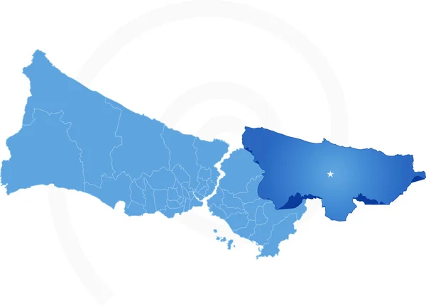 Mapa de Estambul con los distritos administrativos donde se tira de Sile — Vector de stock