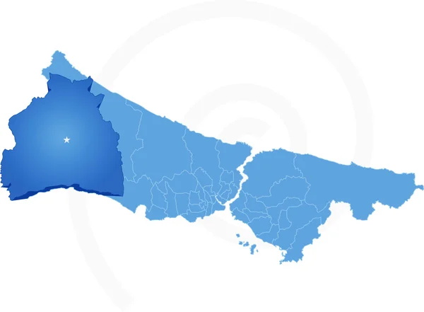 Istanbul karta med administrativa områden där Silivri är pull — Stock vektor