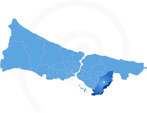 Istanboel kaart met administratieve districten waar Tuzla wordt getrokken — Stockvector