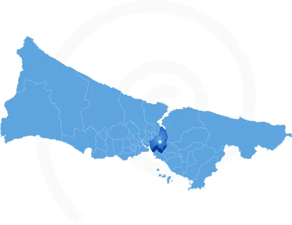 Mapa Stambuł z okręgi administracyjne, których Uskudar jest wciągana — Wektor stockowy