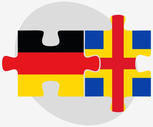 Duitsland en Aaland eilanden vlaggen in puzzel — Stockvector