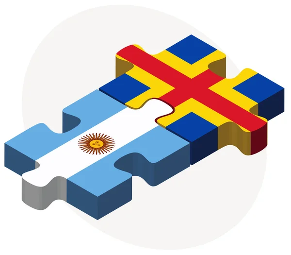 Argentine et les îles du Aaland Drapeaux en puzzle — Image vectorielle