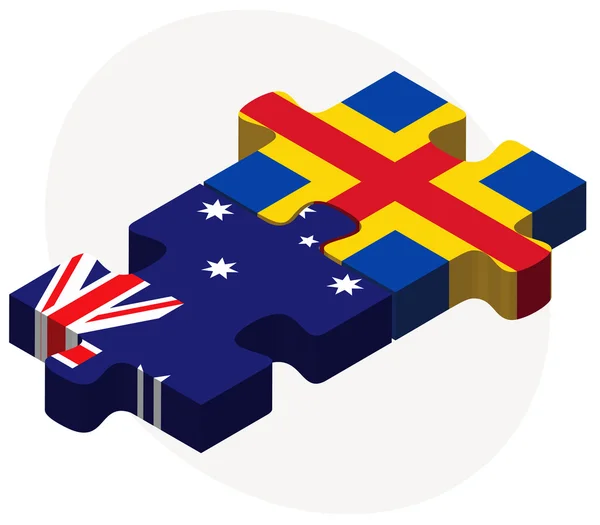 Australië en Aaland eilanden vlaggen in puzzel — Stockvector