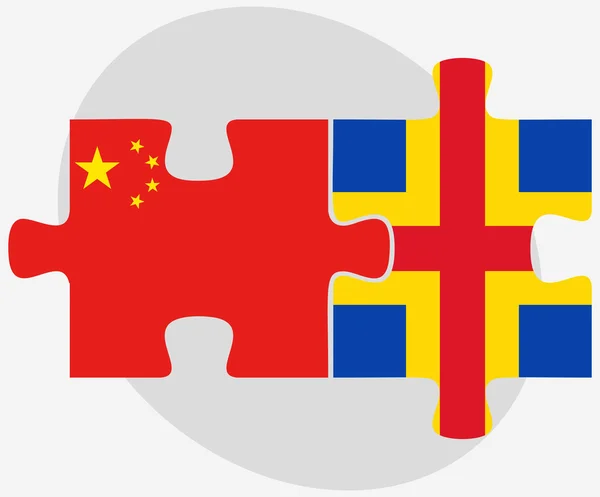 Çin ve bulmaca Bayraklarda gösterdi Adaları — Stok Vektör