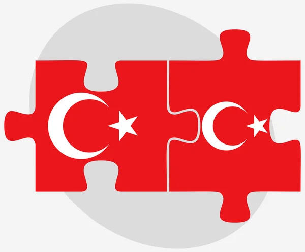 Turkije en Turkije vlaggen in puzzel — Stockvector