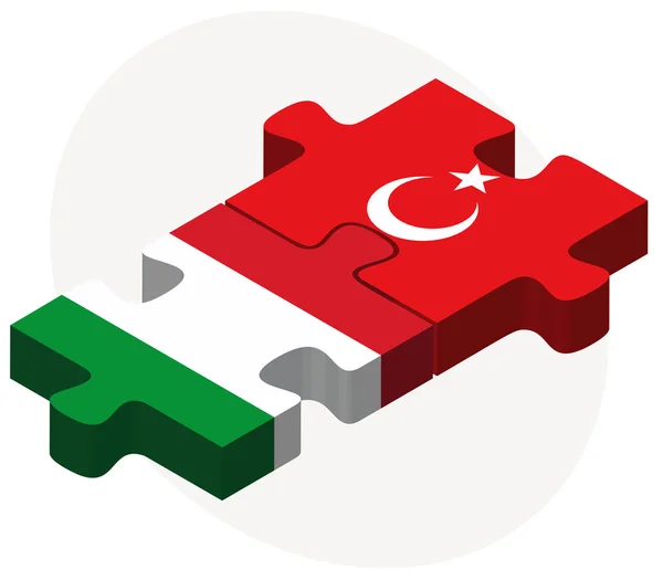 Italië en Turkije vlaggen in puzzel — Stockvector