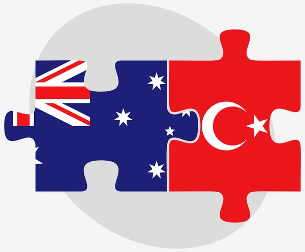 Australie et Turquie Drapeaux en puzzle — Image vectorielle