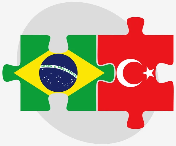 Brasile e Turchia Bandiere isolate nel puzzle — Vettoriale Stock