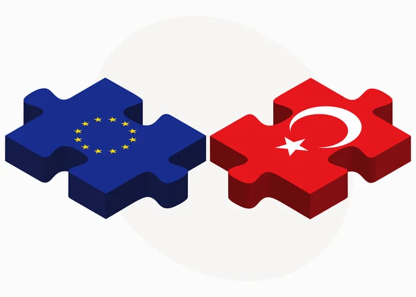 Union européenne et Turquie Drapeaux en puzzle — Image vectorielle