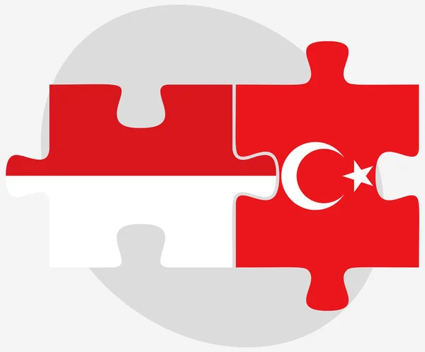 Indonesien und Türkei Flaggen in Puzzle — Stockvektor