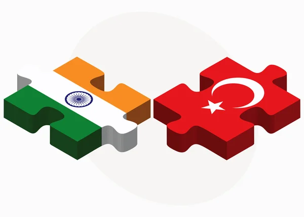 India and Turkey Flags in puzzle — Stock Vector