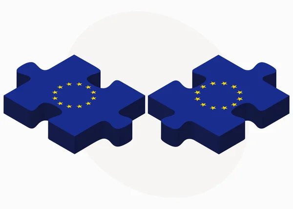 Europäische Union und Europäische Union Flaggen in Puzzle — Stockvektor