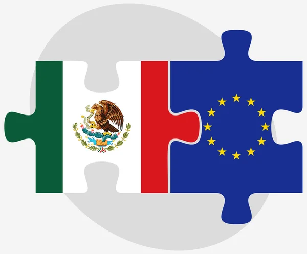 Mexique et Union européenne Drapeaux en puzzle — Image vectorielle