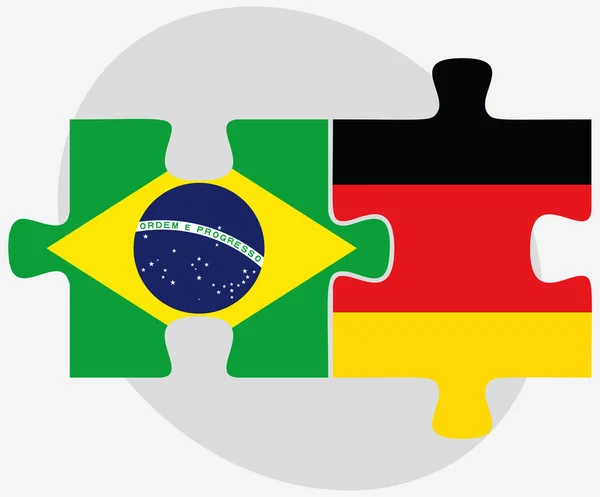Brasilien und Deutschland-Fahnen im Puzzle — Stockvektor