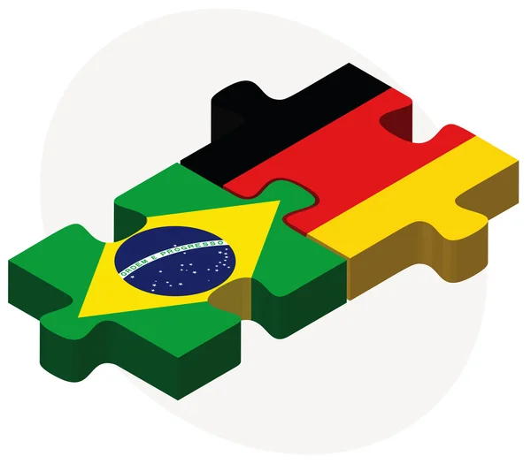 Brazil and Germany Flags in puzzle — Stock Vector