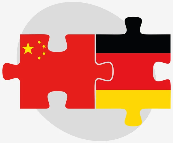 China en Duitsland vlaggen in puzzel — Stockvector
